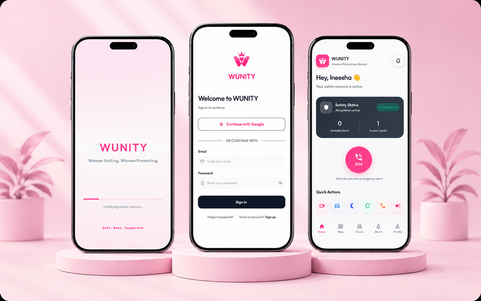WUNITY mobile application interface